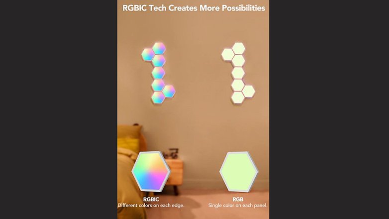 RGBIC smart panels vs.  RGB one color light