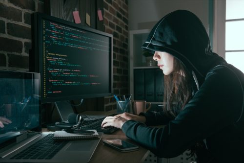 hacker using computer