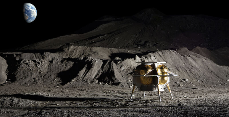 This illustration shows Astrobotic Technology's concept for a commercial lunar lander.