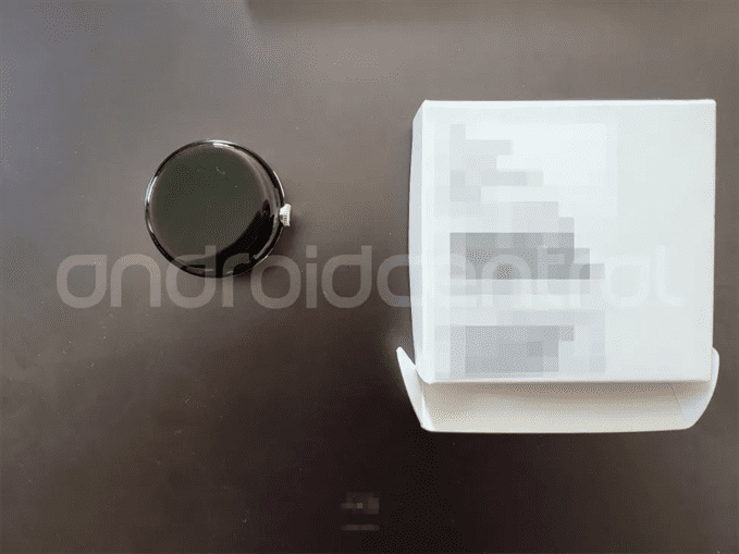 The alleged Google Pixel Watch is next to a blurry box