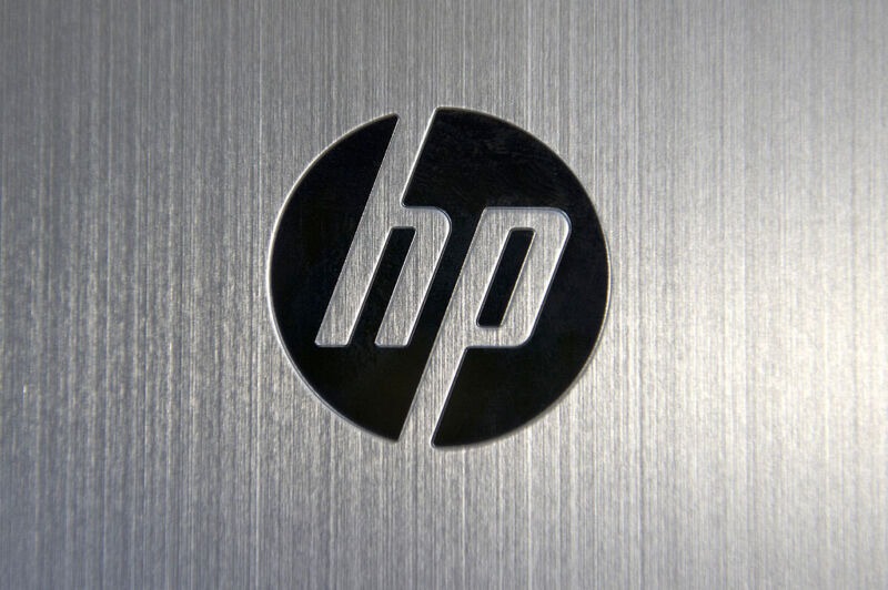 The Hewlett-Packard Co. logo is displayed on the back of the Envy x2, Wednesday, March 13, 2013, in San Francisco, California, U.S.