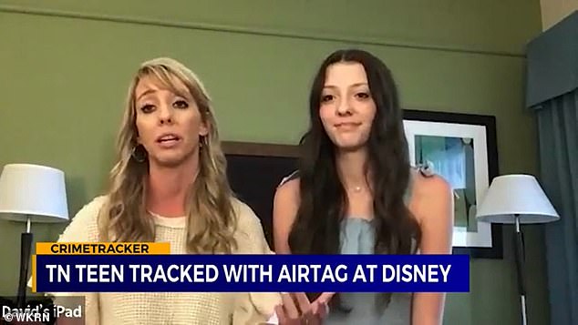 Jennifer Gaston said she found an AirTag tracking her and her 17-year-old daughter Madison (right) as she was returning to her car on the Walt Disney World Monorail in Orlando, Florida.The pair received a notification on Madison's phone