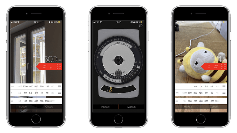 Drei App Screenshots "Photometer"