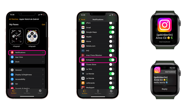 Enable Instagram notifications on Apple Watch for interaction
