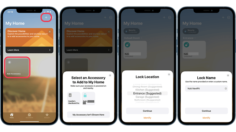 Screenshot showing how to add accessories to Apple HomeKit