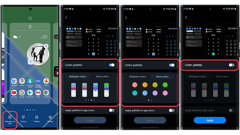 Samsung offers a variety of color options in One UI 5.