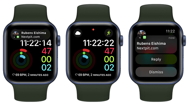 Apple Watch showing WhatsApp notifications