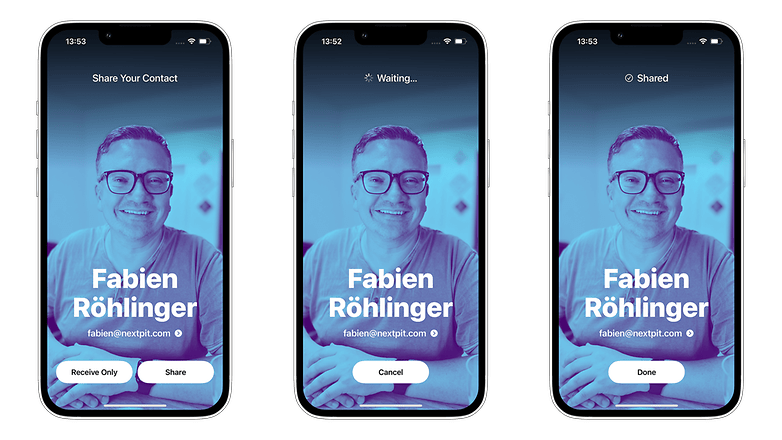 Screenshot of the NameDrop feature on iOS 17